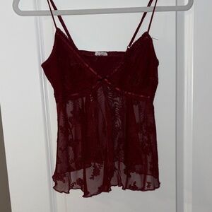 Garage Maroon Mesh Flyaway Cami Top size XS